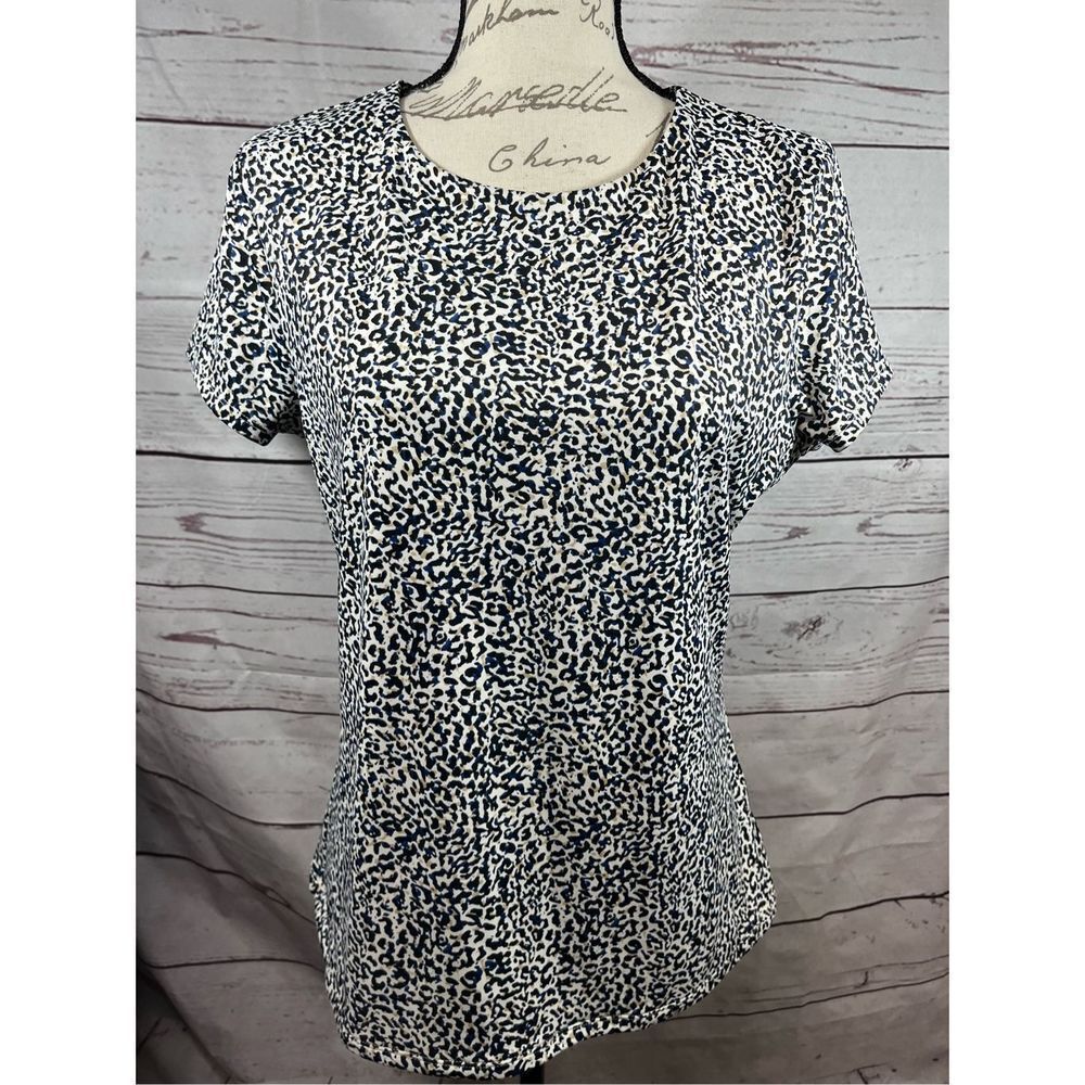Express XL‎ brown/black/blue and tan short sleeve blouse - 2336